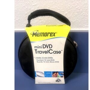 Memorex Travel Case 12 Count Mini CD DVD Holder Faux Leather Black Binder NEW